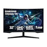 SAMSUNG 32” Odyssey G55C Series QHD 1000R Curved Gaming Monitor, 1ms(MPRT), HDR10, 165Hz, AMD Radeon FreeSync, Eye Care, Glare Free, Sharp Resolution LS32CG550ENXZA, 2024