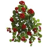 Nearly Natural 26” Geranium (Set of 2) Artificial Plant, Red, 2 Count