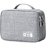 Lanola Travel Cable Organizer Bag, Electronic Accessories Case Portable Double Layer Cable Storage Bag for Cord,phone,Charger, Flash Drive, Phone, SD Card,Personal Items - (Grey)