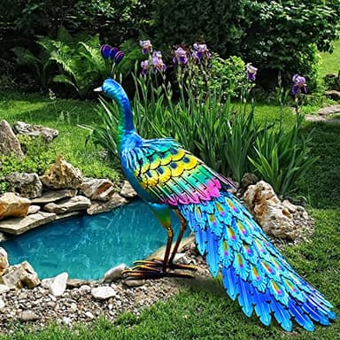 chisheen Metal Peacock Statue Garden Decor Yard Art Sculpture Outdoor Decoration for Lawn,Patio,Backyard,Housewarming Birthday Gifts for Women,Mom,Grandma