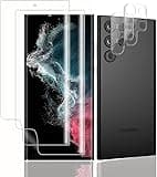 OMOTON [2+2 Pack] for Samsung Galaxy S22 Ultra Screen Protector, 2 Pack Soft TPU Film with 2 Pack Camera Lens Protector [Touch Sensitive] 3D Curved Max Coverage, Screen Protector for S22 Ultra