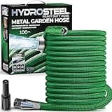 HYDROSTEEL Metal Garden Hose 100 Ft with Nozzle, Water Hose 100Ft, Heavy Duty 3x Layer Stainless Steel Flexible 100 Ft Garden Hose, Lightweight, Easy to Coil, Garden Hoses 500 PSI AS SEEN ON TV