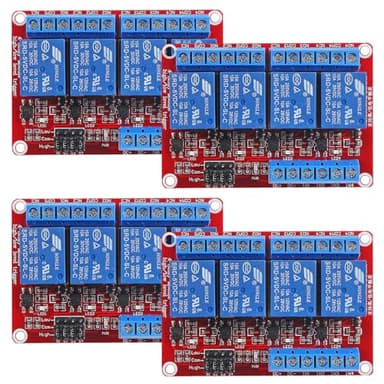 DWEII 4pack 4 Channel 5V Relay Module with Optocoupler High or Low Level Trigger Expansion red Board for Raspberry Pi Arduino