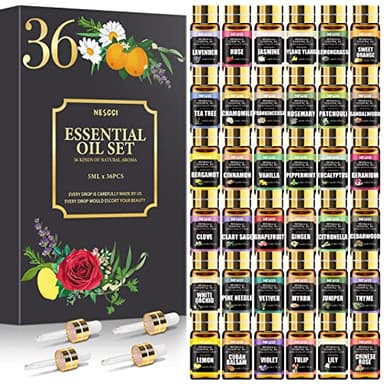 NESCCI Essential Oil Set - Essential Oils 36 x 5ML - Essential Oils Gift Set for Diffuser, Humidifier, Soap, Candle, Bath Bombs Making, Halloween, Christmas