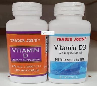 Trader Joe's2 Trader Joe’s Vitamin D 25 MCG & Vitamin D3 125 MCG Dietary Supplement (Two Bottles)