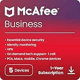 McAfee Security for Business 2025 Ready | 5 Devices | Amazon Exclusive | Antivirus Internet Security Software | VPN, Password Manager, 1 Tech Support Call | 1 Year Subscription | Download Code