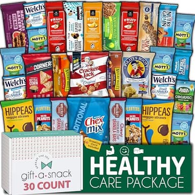 Gift A Snack - Easter Treats, Healthy Snack Box Care Package + Greeting Card (30 Count) Ramadan Gifts Birthday Treats Gift Basket, Nutritious Granola Breakfast Bars Office Food Assortments