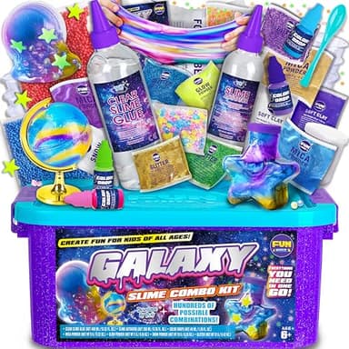 Toy Galaxy Slime Kit for Boys Girls 10-12, FunKidz Ultimate Metallic Slime Making Kit for Kids Ages 8-12 DIY Glow Galactic Globe Shape Fun Slime Gifts