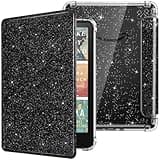 MoKo Case for All-New 7" Kindle Paperwhite 2024 12th Gen&Kindle Colorsoft Signature Edition 2024,Ultra Clear Soft Flexible Glitter TPU Back Cover Light Shell with Auto Wake/Sleep, Balck & Glitter