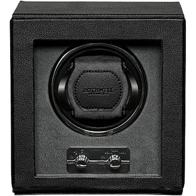 ROTHWELL Single Watch Winder for Automatic Watches with Quiet Motor with Multiple Speeds and Rotation Settings (Black/Grey)