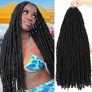 GetGal 24 inch Butterfly Locs Crochet Hair Pre Looped Distressed Faux Locs Crochet Hair for Black Women 6 Packs Butterfly Soft Locs Natural Hair Extension(24inch,1B)