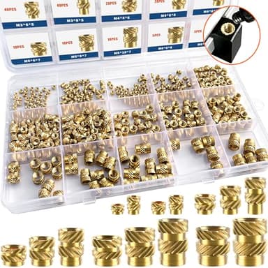 Ktehloy 400Pcs Threaded Inserts, M2 M2.5 M3 M4 M5 M6 Female Thread Metric Knurled Nuts Assortment Kit, Brass Heat Set Insert for Plastic and 3D Printing Components (Threaded Inserts Ket)