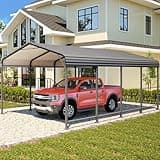 12x20FT Metal Carport, Heavy Duty Carport Canopy with Galvanized Steel Roof and Upgraded Stable Triangle Frame, Thicker Outdoor Storage Car Port with Reinforced Base, Multi-Use Car Garage for Car