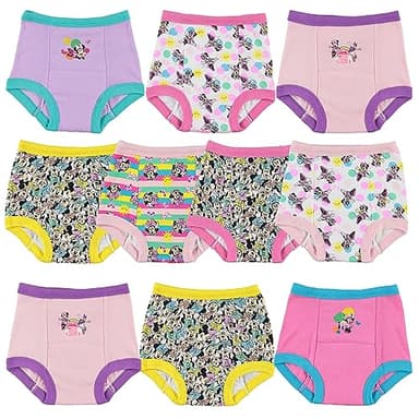 Disney Girls Minnie Mouse Pants 3-pk, 10-pk Sizes 18m, 2t, 3t & 4t Baby And Toddler Potty Training Underwear, Minnietraining10pk, 2T US