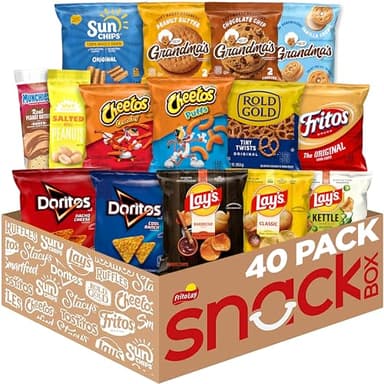 Frito-Lay Ultimate Classic Snacks Package, Variety Assortment of Chips, Cookies, Crackers, & Nuts, 0.56 ounces, (Pack of 40) (Packaging May Vary)