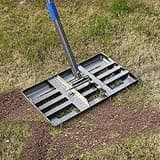 Lawn Leveling Rake,Stainless Steel Lawn Leveler with 18”x10” Ground Plate, 72” Adjustable Long Handle, Level Lawn Tool for Grass, Golf Field, Level Soil or Dirt Ground Surfaces