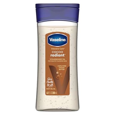 Vaseline Intensive Care Cocoa Radiant for Glowing Skin Body Gel Oil Made with Pure Cocoa Butter + Replenishing Oils 6.8 oz
