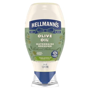 Hellmann's Mayonnaise Dressing with Olive Oil Squeeze Bottle Condiment for Simple Meals and Sandwiches Rich in Omega-3 ALA 20 oz