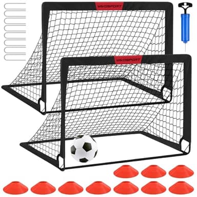 Kids Soccer Goals for Backyard Set - 2 of 4' x 3' Portable Soccer Goal Training Equipment, Pop Up Toddler Soccer Net with Soccer Ball, Stocking Stuffers for Kids Youth Outdoor Games, Sports Play Gifts