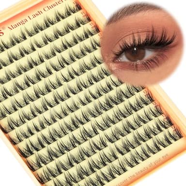 Goddvenus Manga Lash Clusters Wispy Natural Cluster Eyelash Extensions with Widespan Design Anime Eyelash Clusters (11-13mm Mixed)