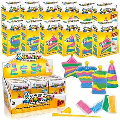 Liberty Imports Sand Art Kits for Kids - Create Your Own Colored Sand Art, Includes Bottles, Funnels, Sticks, Bags of Sand for Arts and Crafts, Schools, Birthday Party Favors Bulk (12 Pack)