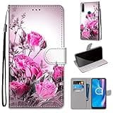 Ranyi for Jitterbug Smart3 /Lively Smart Case, Floral Flower Pattern, Leather Wallet Case with Card Holder, Kickstand Feature, Flip Folio Magnetic, Pink Rose