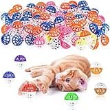 Hungdao 100 Pieces Cat Toys Balls, Plastic Lattice Balls Small Crinkle Cat Toys Assorted with Bell for Kitten Kitty PET Chase Pounce Rattle Play Toys, Assorted Color