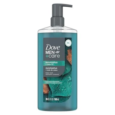 DOVE MEN + CARE Body Wash Eucalyptus & Cedar Oil Plant-Based Moisturizing Body Wash for Men, 26oz