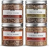MITBAK Wood Chips for Smoking Gun (Set of 4 -Apple,Cherry, Pecan, Pear) 4 OZ Each Extra Fine Wood Smoking Chips for Handled Cocktail Smoker, Premium Smoker Wood Chips for Drinks, Food