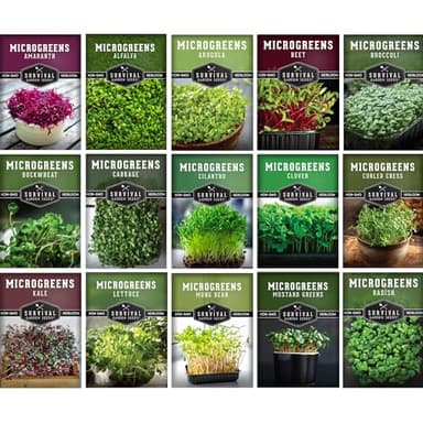 Microgreens Seeds Variety Pack – 15 Heirloom Varieties for Indoor Sprouting & Countertop Growing – Broccoli, Radish, Kale, Arugula & More – High Germination Non-GMO – Survival Garden Seeds