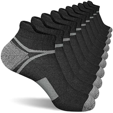 suaskk Men's Athletic Cushioned Ankle Socks, Comfort Wicking Anti-Blister Running Sock 5 Pairs
