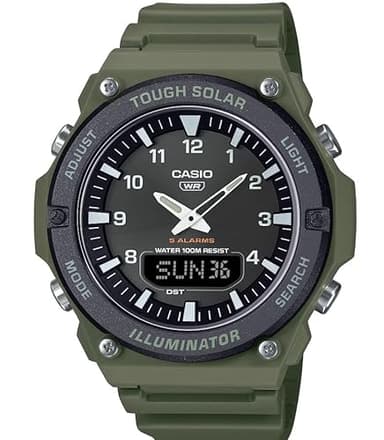 Casio AQ-S820W Series | Black/Green | Tough Solar | World Time | LED Illuminator | Ana-Digital Watch