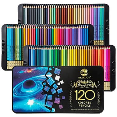 SJ STAR-JOY Gold Edition 120 Colored Pencils for Adult Coloring, Premier Color Pencils for Layering Shading Blending, Holiday Gifts for Artist Drawing, Oil Based Colored Pencils