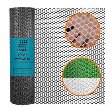 Pet & Garden Safeguard - 15.7IN x 16.4FT Roll - Black Plastic Netting, Multi-Use Decorative Fencing for Poultry, Dogs, Rabbits,Chicken and Snake Barrier