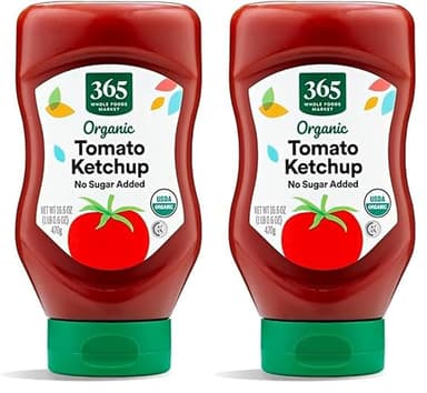 365 by Whole Foods Market Organic No Sugar Added Ketchup, 16.6 OZ (Pack of 2)