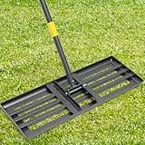 CALCHELE Lawn Level Rake, 5FT Lawn Leveling Tool, Heavy Duty Dirt Leveler Grass Leveling Rake, Stainless Steel Lawn Leveler for Yard Garden Golf Course