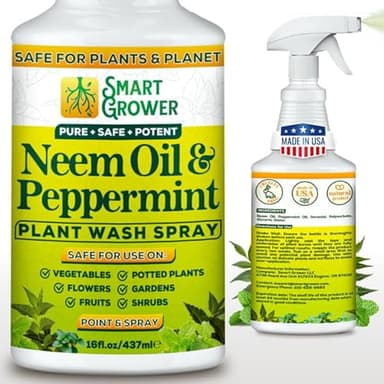 Neem Oil Spray for Plants with Peppermint Oil, Natural Plant Wash Made for Indoor and Outdoor Plants Smart Grower 16oz Easy Ready to Use Spray