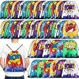 Kajaia Hero Party Favors Bags Comic Heroes Drawstring Backpacks Goodie Candy Gift Bags for Birthday Party Supplies(30 Pcs)