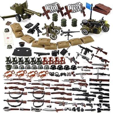 Feleph WW2 Weapons Set US Military Toy Kit for Soldier Figures Model Pack Army Equipment Gear Pieces Compatible with Major Brands