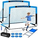Kids Soccer Goals for Backyard Set - 2 Set of 5X3.6 ft Soccer Nets for Kids Age 3-14,Portable Pop Up Soccer Training Equipment Kit with 20 ft Agility Ladder, Soccer Ball for Toddler Youth Outdoor