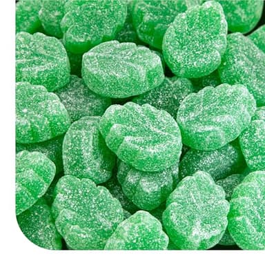 Spearmint Leaves Candy - 1 Pound Pack - Spearmint Green Candy with Soft Chewy Texture - Leaf Shaped Mint Jelly Candies for Parties, Snacking and Decorating