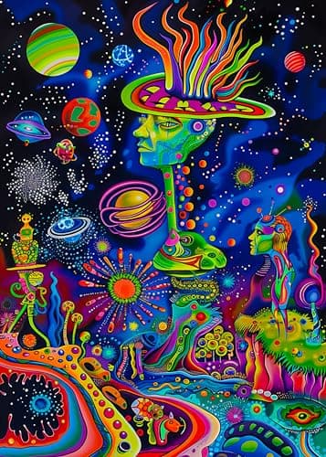Bgraamiens Puzzle-Alien Land-1000 Pieces Rectangle Puzzle Fun Alien Theme Graffiti Colorful Jigsaw Puzzle for Adults (Alien Land)