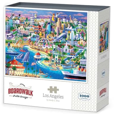 Boardwalk Puzzles Los Angeles 1000 Piece Jigsaw Puzzle for Adults - Scenic California Cityscape Puzzle, Made in USA