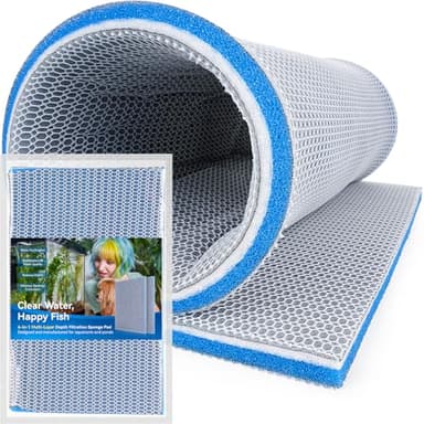Borlech 8-Layer Fast-Acting Aquarium Filter Pad - Cut-to-Size Aquarium Floss Media for Fish Tank, Pond, Sump - Fast Water Polishing in Hours (15.75"x11.81"x0.6", 1 Pack)