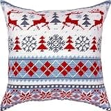 Brvsk Seasonal Needlepoint Kit for Adults and Beginners — Winter Deer 16″ × 16″ with Clear, Precise Printed Design on Cotton Canvas; Includes 2 Needles, Yarn, and Easy-Read Chart