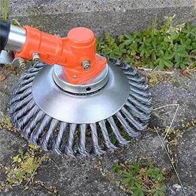 Boomway 150mm / 6 Inch Steel Wire Trimmer Head Round Steel Wire Brush Grass Brush Cutter String Trimmer Replacement for Garden Brick Road Pavement Joints Moss Rust Removal