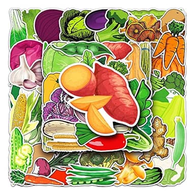 Vegetables Stickers |50Pcs Vegetables Waterproof Vinyl Decals for Water Bottles Laptop Refrigerator Luggage Computer Mobile Phone Skateboard Décor