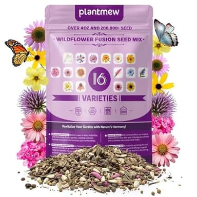 200,000+ Wildflower Seeds [4oz] 16 Variety Perennial Mix - Non-GMO, USA-Sourced Heirloom Seeds for Pollinator Gardens | Attracts Bees/Birds/Butterflies | High Germination Rate for Indoor & Outdoor