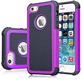 Jeylly for iPhone SE Case/iPhone 5S Cover, Shock Absorbing Hard Plastic Outer + Rubber Silicone Inner Scratch Defender Bumper Rugged Hard Case Cover for Apple iPhone SE/5S - Purple