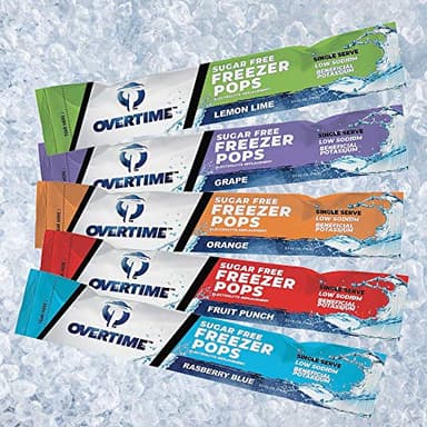 Overtime Electrolyte Freezer Pops, Sugar Free, 150 Package Quantity (Single Serve/Multi Variety Pack 5 Flavors 30 of Each / 1 Case)